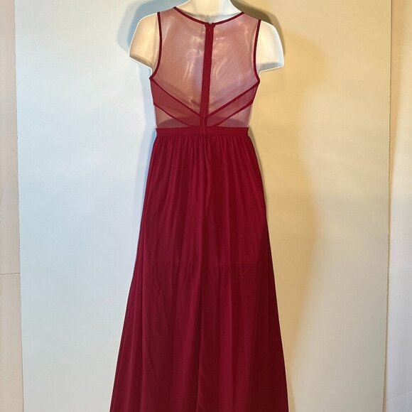 Maniju SZS Red Wine Mesh Cutout Grecian style maxi dress chic dressy comfy prom - Picture 6 of 10